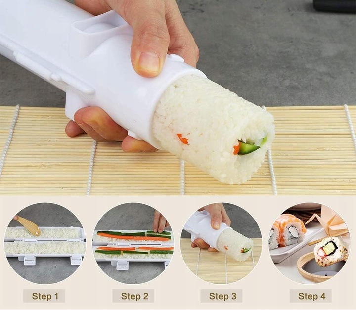 30SZT ZESTAW MASZYNKA DO ROBIENIA SUSHI Z ROLKA MATA PRASKA NÓŻ DO