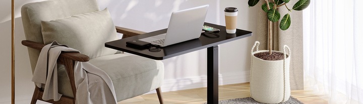 Małe Biurko na kółkach 66-106 cm Udźwig 7 kg Stolik pod laptopa obok łóżka