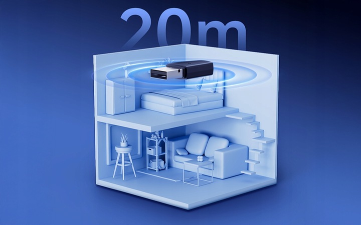 BASEUS ADAPTER BLUETOOTH BT 5.4 ODBIORNIK NADAJNIK DO KOMPUTERA 20M