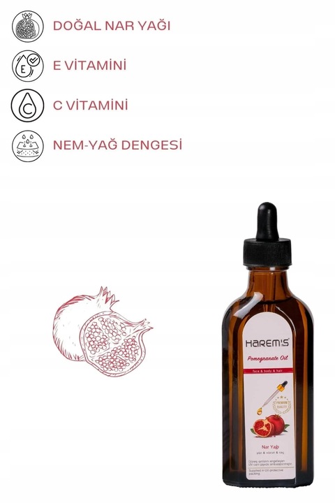 Olejek z Pestek Granatów do Twarzy, Włosów i Ciała serum 100ml HAREM'S