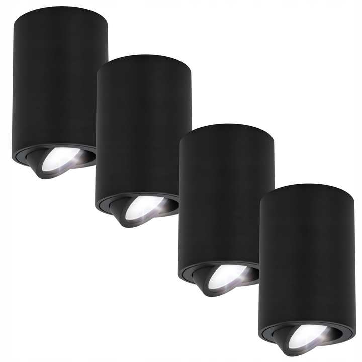4x Oprawa natynkowa sufitowa LED halogenowa TUBA GU10 Ruchoma czarna