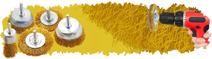 SZCZOTKI DRUCIANE NA WKRĘTARKĘ WIERTARKĘ ZESTAW SZCZOTEK DRUCIANYCH 5SZT