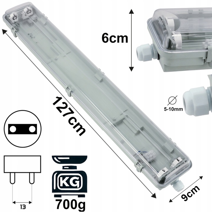 Oprawa Hermetyczna LED 120cm Lampa Do Garażu Warsztatu Na Świetlówki