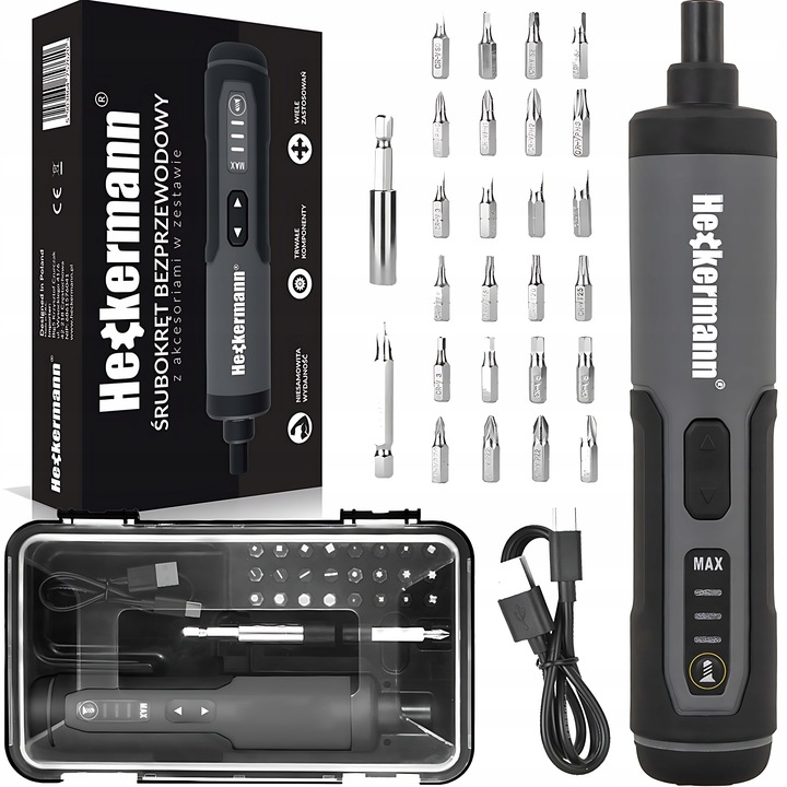 WKRĘTAK ELEKTRYCZNY ŚRUBOKRĘT AKUMULATOROWY WKRĘTARKA RĘCZNA 25 BIT