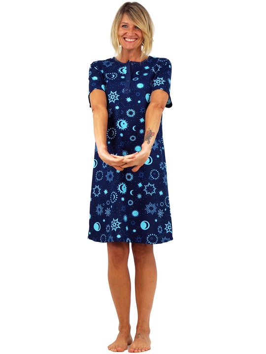 KOSZULA NOCNA piżama tunika rozpinana z dekoltem zapinanym na 4 guziki L