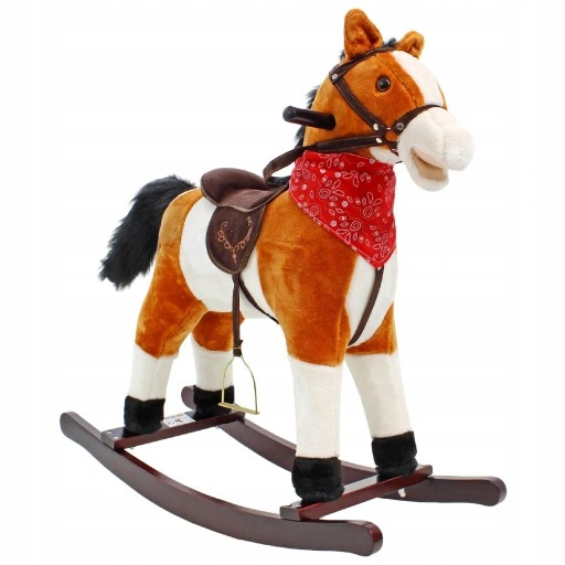 KOŃ NA BIEGUNACH śpiewa rusza się brązowy konik