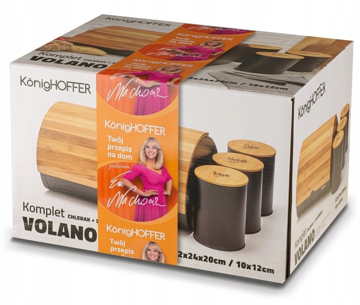 CHLEBAK CZARNY +3x POJEMNIKI KAWĘ herbatę CUKIER