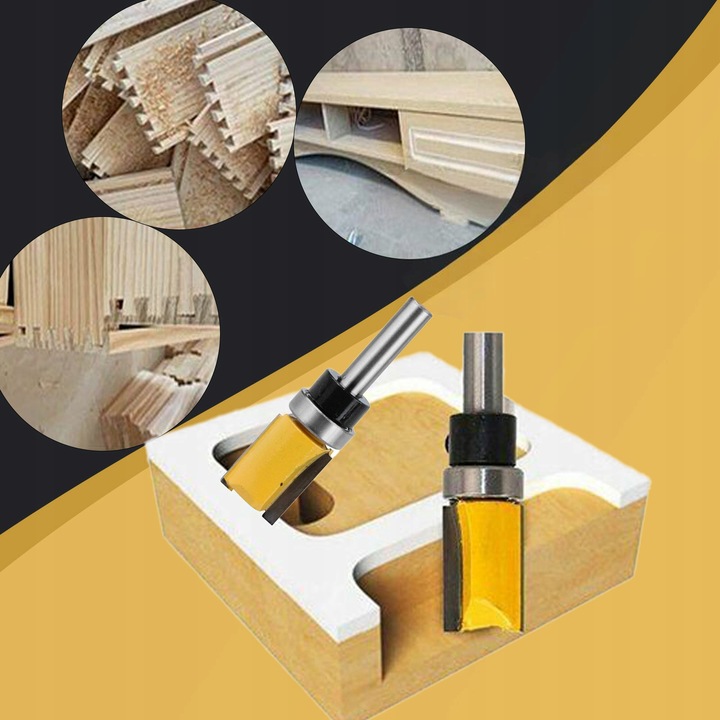 FREZ PROSTY KOPIUJĄCY Z ŁOŻYSKIEM DO DREWNA TRZPIEŃ 8 MM 4 SZT