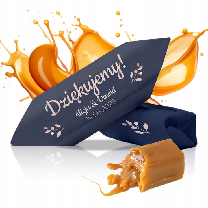 KRÓWKI NA ŚLUB CHRZEST KOMUNIĘ 1 KG Personalizowane krówki prezentowe