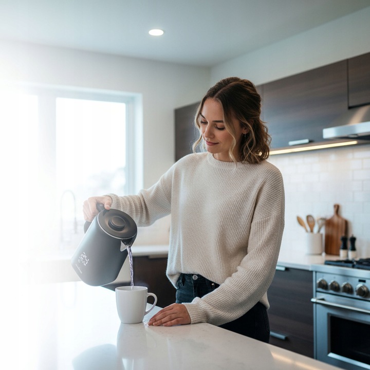 CZAJNIK ELEKTRYCZNY BEZPRZEWODOWY REGULACJA DOTYKOWY WYŚWIETLACZ LED