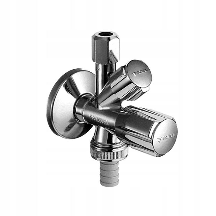 ZAWÓR KĄTOWY KOMBINOWANY 1/2"x3/4"x3/8 ZMYWARKA PRALKA KRAN BATERIA SCHELL