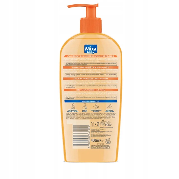 Mixa Baby Pieniący się olejek do kąpieli i pod prysznic 400ml