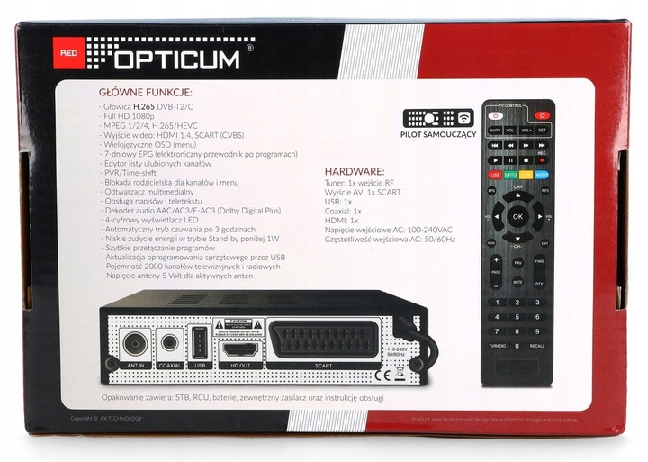 Tuner Cyfrowy Dekoder DVB-C DVB-T2 Telewizji Kablowej TV Naziemnej