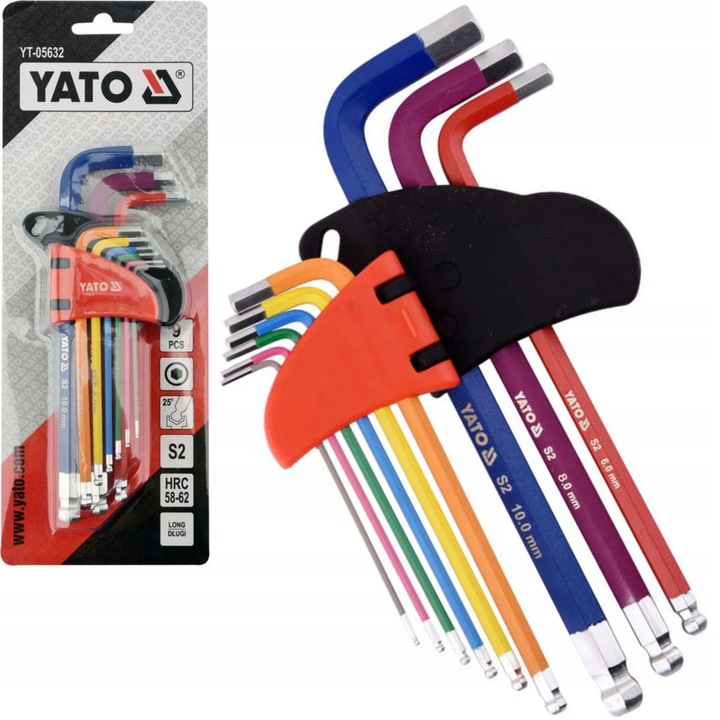 YATO ZESTAW KLUCZE IMBUSOWE TORX + IMBUS Z KULKĄ DŁUGIE T10-T50 1,5-10 18sz