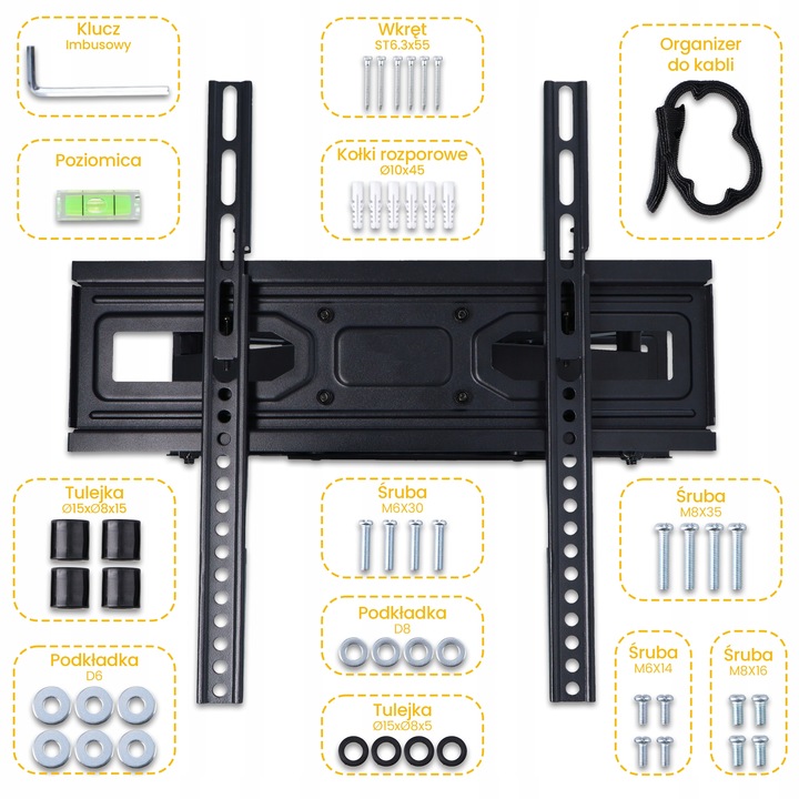UCHWYT TELEWIZORA WIESZAK TV 32-70'' OBROTOWY RUCHOMY ŚCIENNY UNIWERSALN 0F