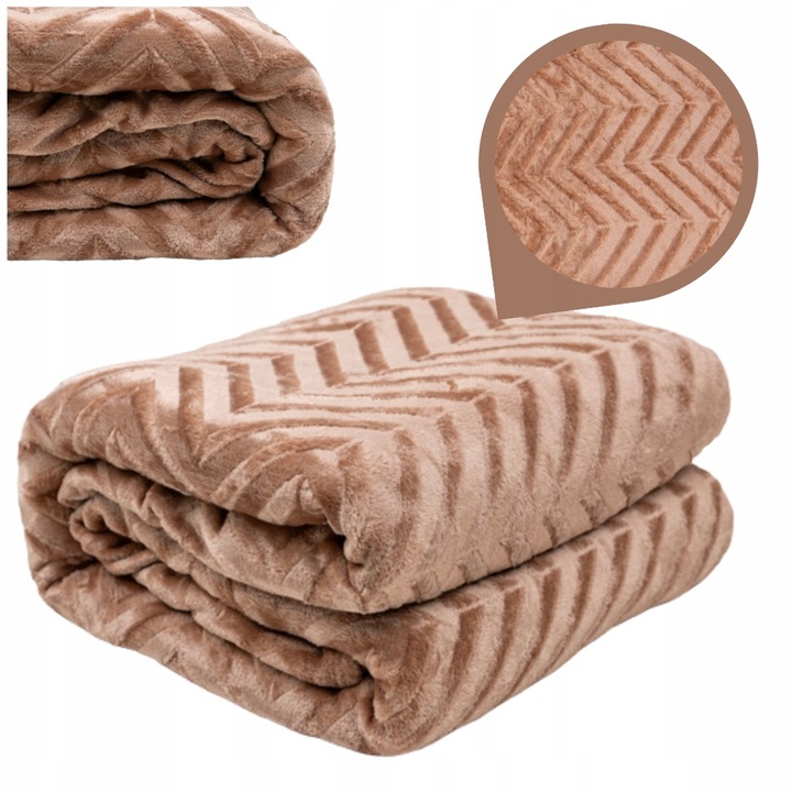 CIEPŁY KOC OZDOBNY NARZUTA NA ŁÓŻKO PREZENT PLED 200X220 CM BRĄZOWY WZÓR