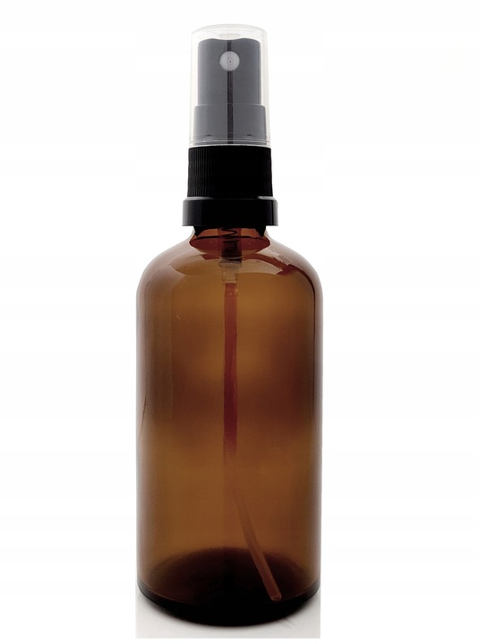 Butelka szklana brązowa 100 ml z atomizerem czarnym spray 10szt