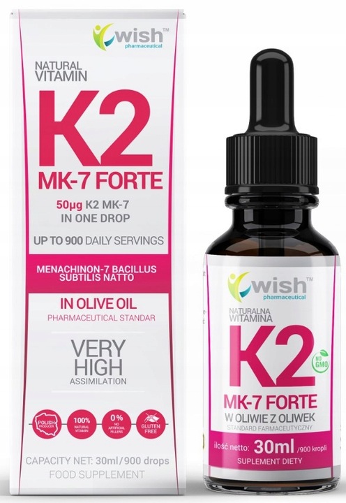 Wish Witamina K2 MK7 Forte 50ug 900 kropli 30 ml