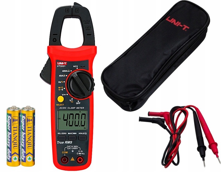 MULTIMETR MIERNIK CĘGOWY TESTER NAPIĘCIA PRĄDU LCD ZESTAW 400A UT203+