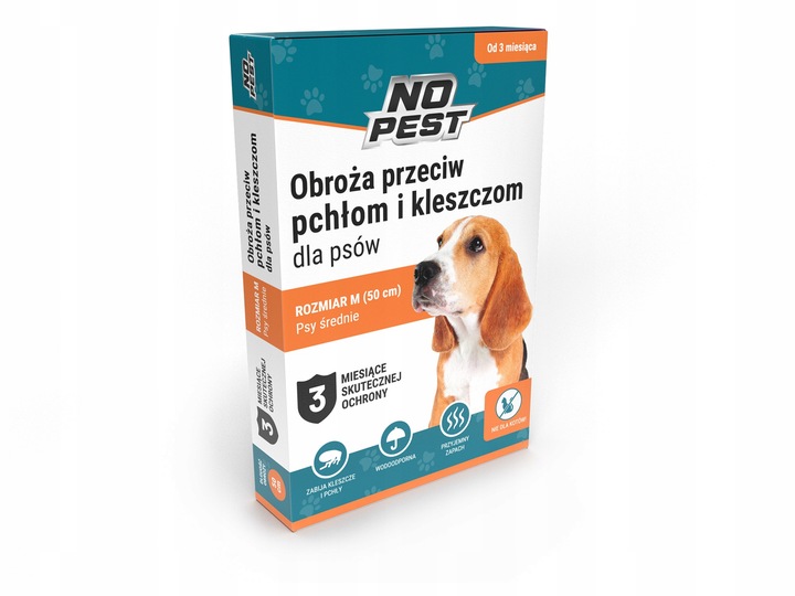 OBROŻA NA KLESZCZE I PCHŁY DLA PSA DLA PSÓW 50CM ROZMIAR M/L NO PEST