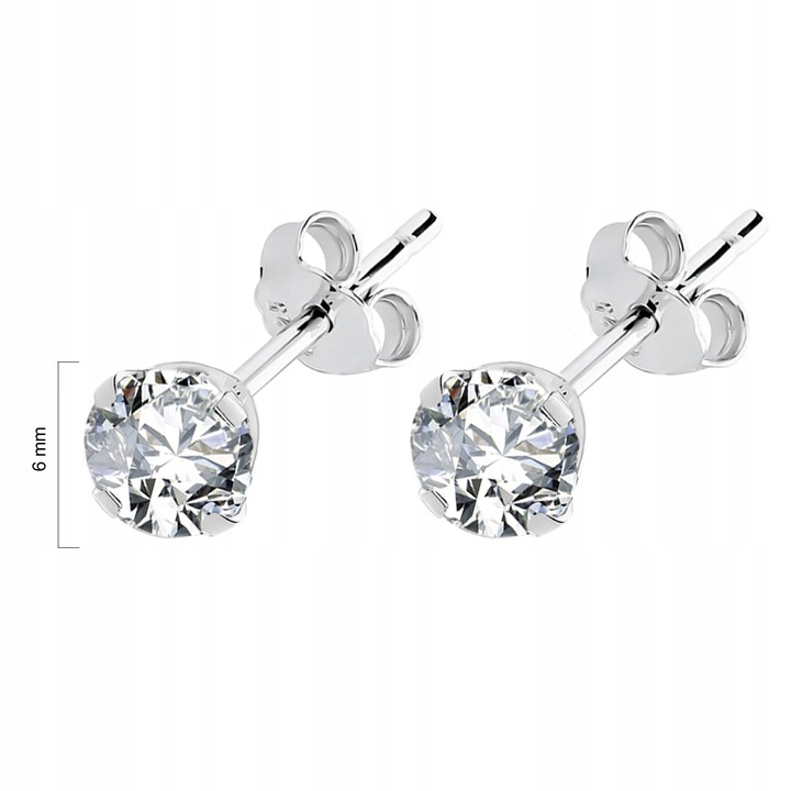 Srebrne kolczyki białe cyrkonie sztyft srebro 925 LAPRII na prezent