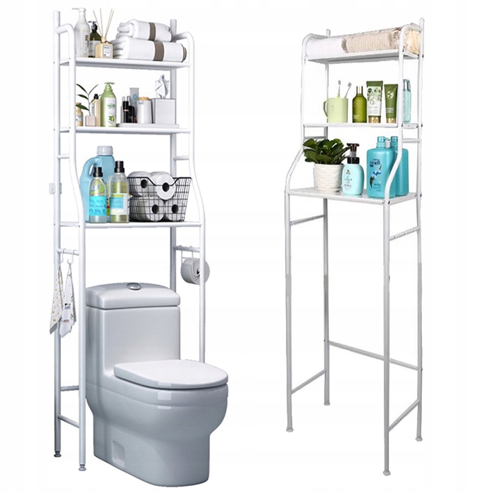 Szafka nad WC do łazienki półka regał 3 półki biała metalowa 3 poziom