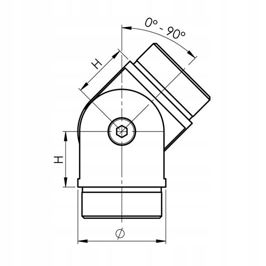 Kolano przegubowe dla Ø42,4 x 2,0 mm, model 0302, stal nierdzewna AISI