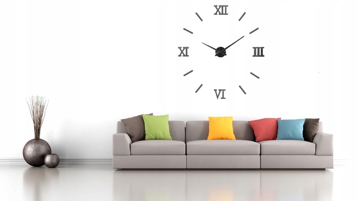 zegar ścienny duży czarny mechanizm zegara na ścianę do salonu kuchni