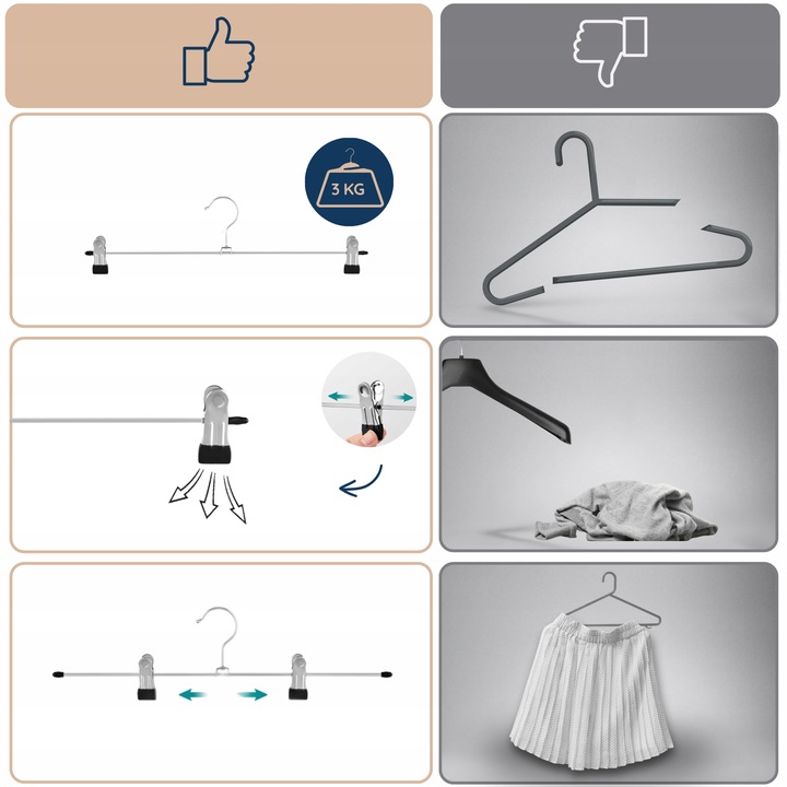 20x 4CONVY Wieszaki z klipsami na spodnie ubrania odzież metalowe