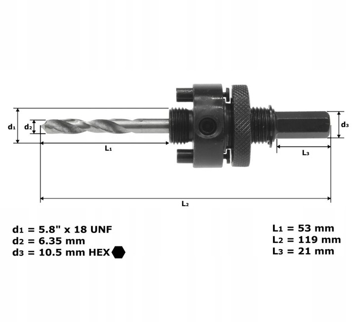 Otwornica Bi-metalowa 121 mm z adapterem 32-210 mm