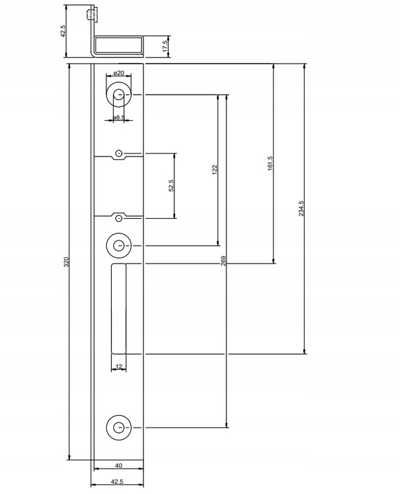 Kaseta elektrozaczepu niska kolor czarny RAL9005 do bramki furtki