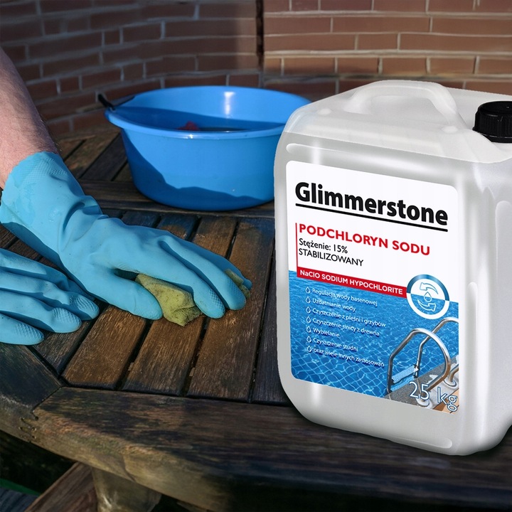 PODCHLORYN SODU STABILIZOWANY 15% CHLOR W PŁYNIE DO BASENU STUDNI 25kg