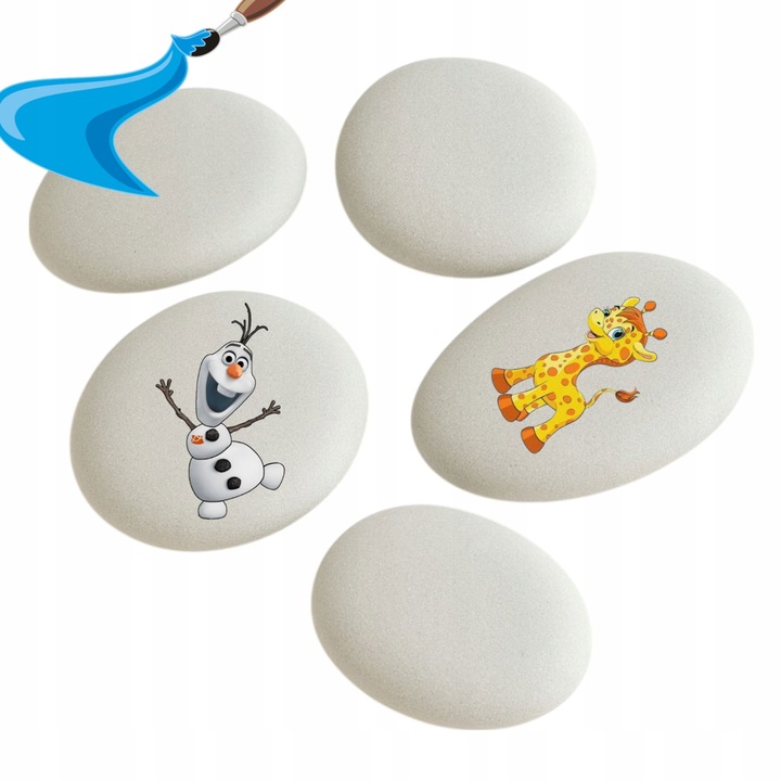 KAMIENIE DO MALOWANIA BIAŁE OWALNE 5-8CM ZESTAW 10SZT ROZWIJANIE