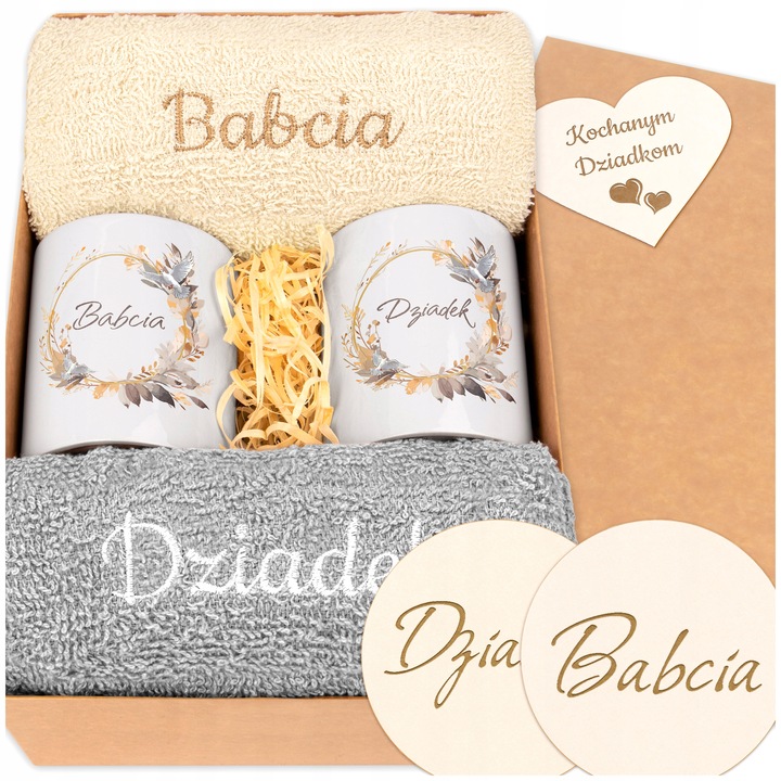 Prezent dla Babci Dziadków RĘCZNIKI KUBKI Dzień Babci i Dziadka db