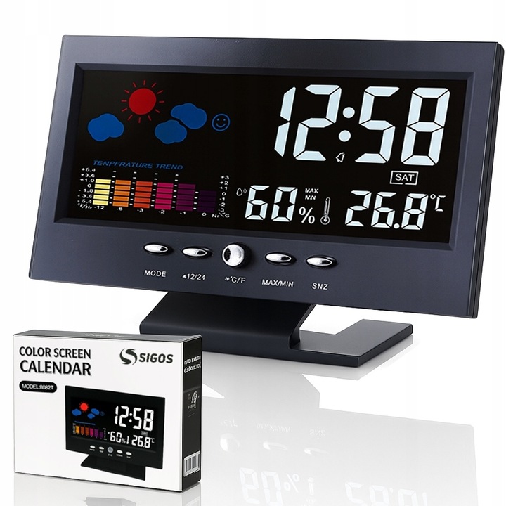 Cyfrowa stacja pogody – zegar, budzik, termometr, higrometr, kalendar