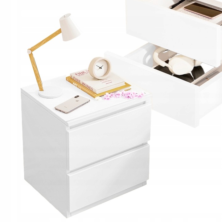 SZAFKA NOCNA DO SYPIALNI SALONU POKOJU SZAFKA Z SZUFLADAMI MAŁA BIAŁA