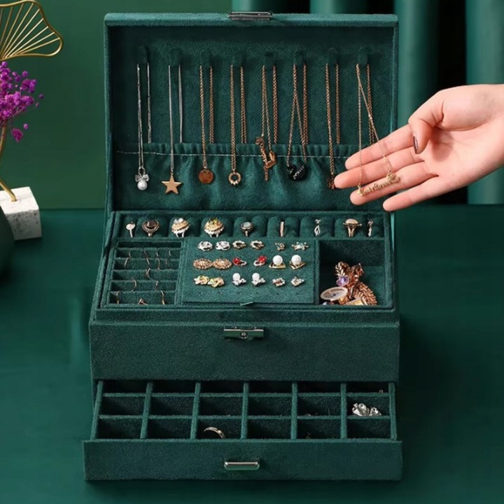 SZKATUŁKA NA BIŻUTERIĘ KUFEREK PUDEŁKO ORGANIZER ELEGANCKI POJEMNY BOX F6