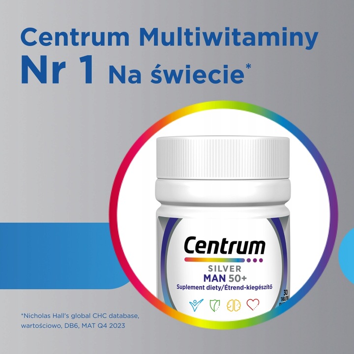 Multiwitaminadla mężczyzn Centrum Man 50+ Silver minerały 30 tabletek