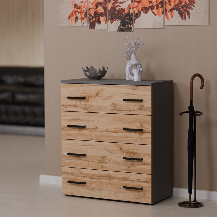 SZAFKA NA BUTY REGAŁ SZARY DĄB WOTAN 71CM 4 PÓŁKI STOJAK BEZ SIEDZISKA