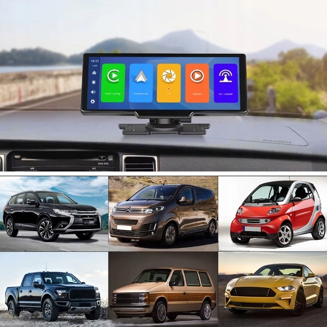 RADIO SAMOCHODOWE ANDROID APPLE CARPLAY STACJA +2 KAMERY MONITOR