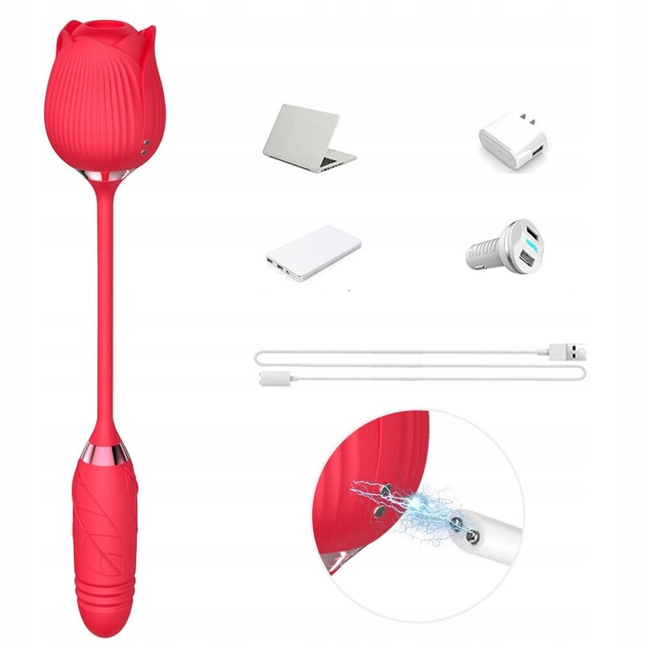 RÓŻA - SSĄCY MASAŻER, WIBRATOR ŁECHTACZKI