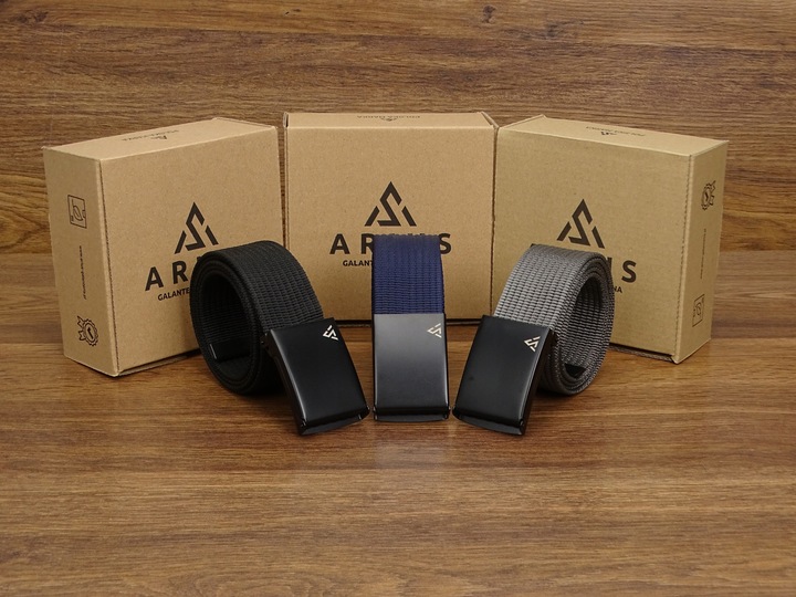 Szeroki Pasek MĘSKI parciany do spodni jeans szortów 3pack Arius ZESTAW 3w1