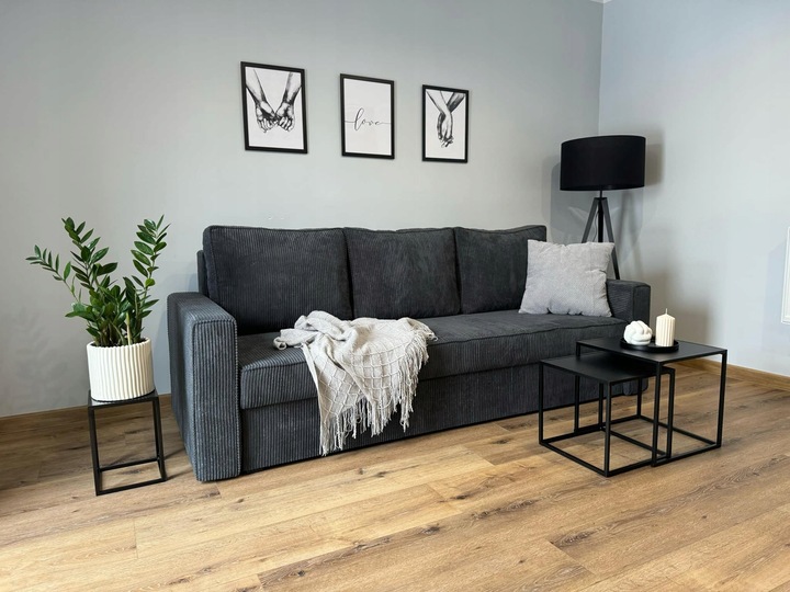 SOFA ROZKŁADANA Z FUNKCJĄ SPANIA, KANAPA SOFIA SPRĘŻYNY BONELL SZTRUKS