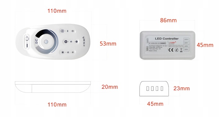 Ściemniacz Sterownik Do Taśm LED z Pilotem Dotykowym 3x4A 288W