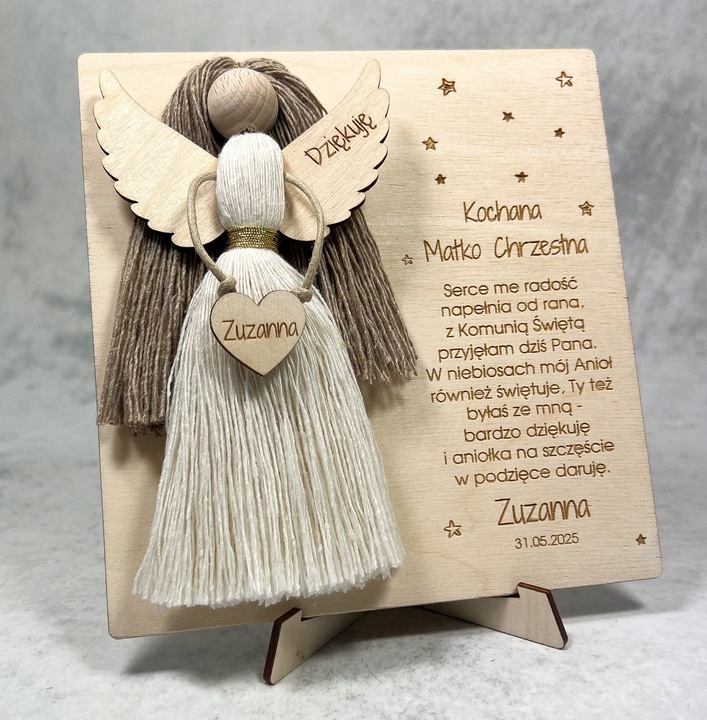 PODZIĘKOWANIE dla MATKI CHRZESTNEJ komunia ANIOŁEK MAKRAMA