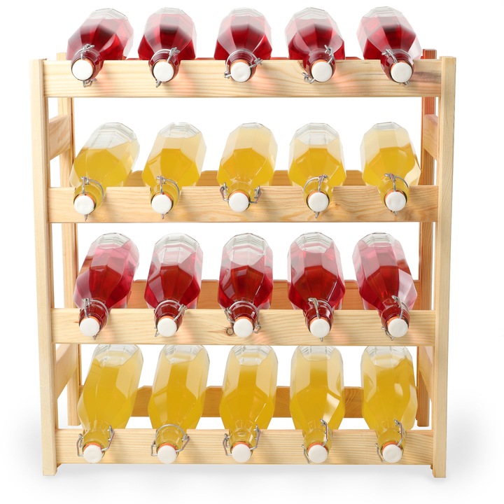 STOJAK REGAŁ NA WINO BUTELKI DREWNIANY 20 BUTELEK PÓŁKA NA ALKOHOL