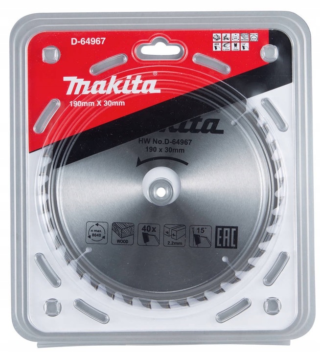 MAKITA Tarcza piła tnąca do cięcia drewna 190x30 mm 40 Zębów D-64967