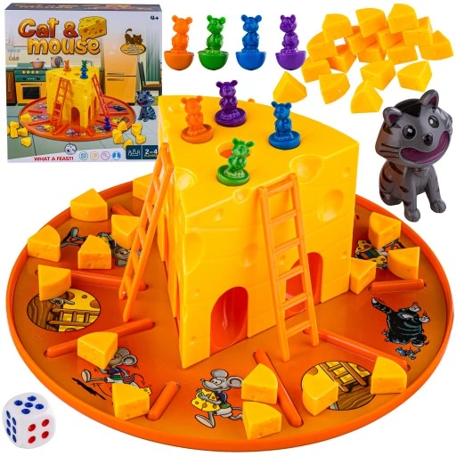 Gra Rodzinna Towarzyska Planszowa KOT I MYSZY Złap Ser Drabinki Cat & Mouse