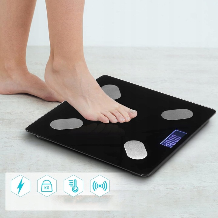 INTELIGENTNA WAGA ŁAZIENKOWA bluetooth inteligentna analityczna SMART SLIM