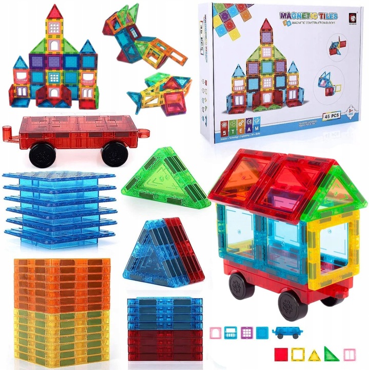 KLOCKI MAGNETYCZNE KONSTRUKCYJNE 3D DUŻE 45 elem.